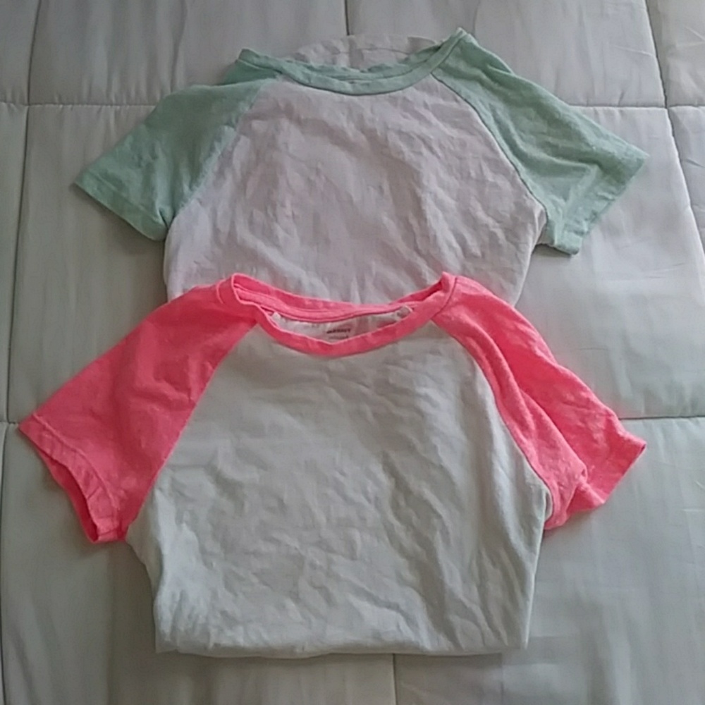 Girls pink and green top duo